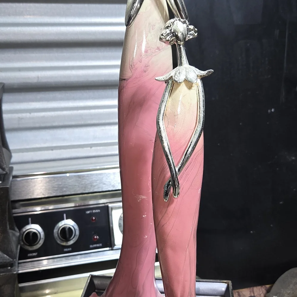Williams Sonoma Pink and Silver Ceramic Figures